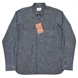 Kardo Men's Handmade Long Sleeve Denim Shirt Jacket Medium Button Up Pockets NWT